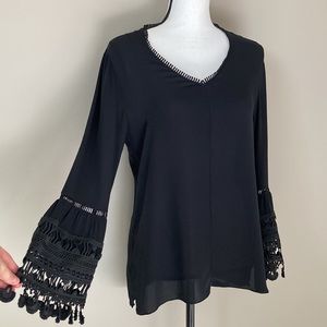 Kobi Halperin | Black bell sleeved blouse size small